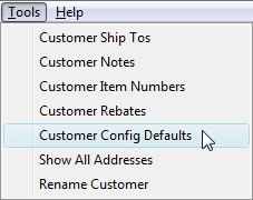 Customer Maintenance Tools menu