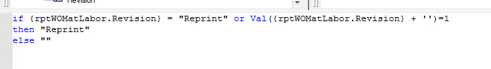 Sample Crystal formula to determine when the Reprint text is shown